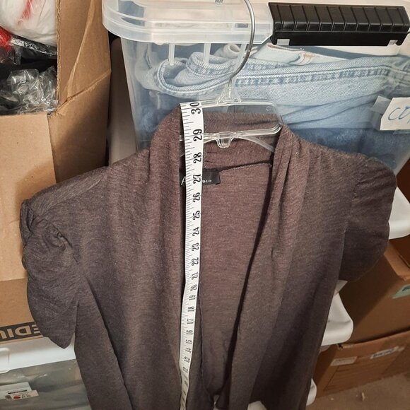 NEW ! ABstudio Women Draped Cardigan Gray Size M - Picture 2 of 6